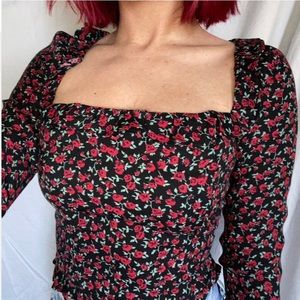 Reformation square neck floral crop top